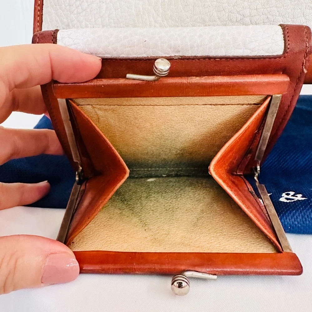 DOONEY & BOURKE ~ Vintage Off-White Pebbled and Brown Leather Satchel w/wallet - Picture 10 of 13